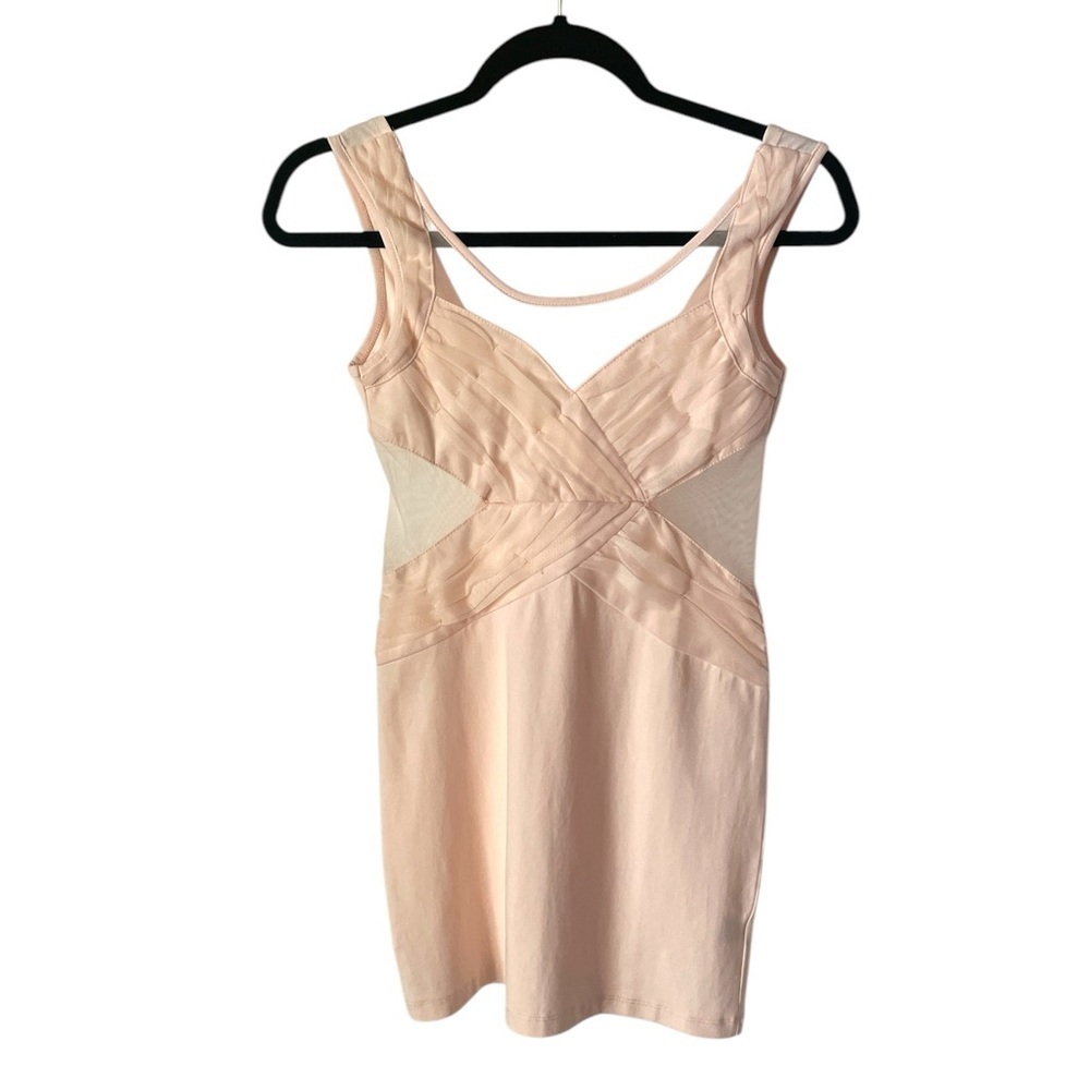 Millau Mini Dress Size XS Sleeveless Bodycon Mesh Sheer Light Pink Blush